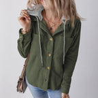 Damen Strukturierte Hemdjacke mit Kapuze und praktischen Taschen R&B