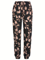 Damen florale Freizeithose mit elastischem Bund und seitlichen Taschen R&B