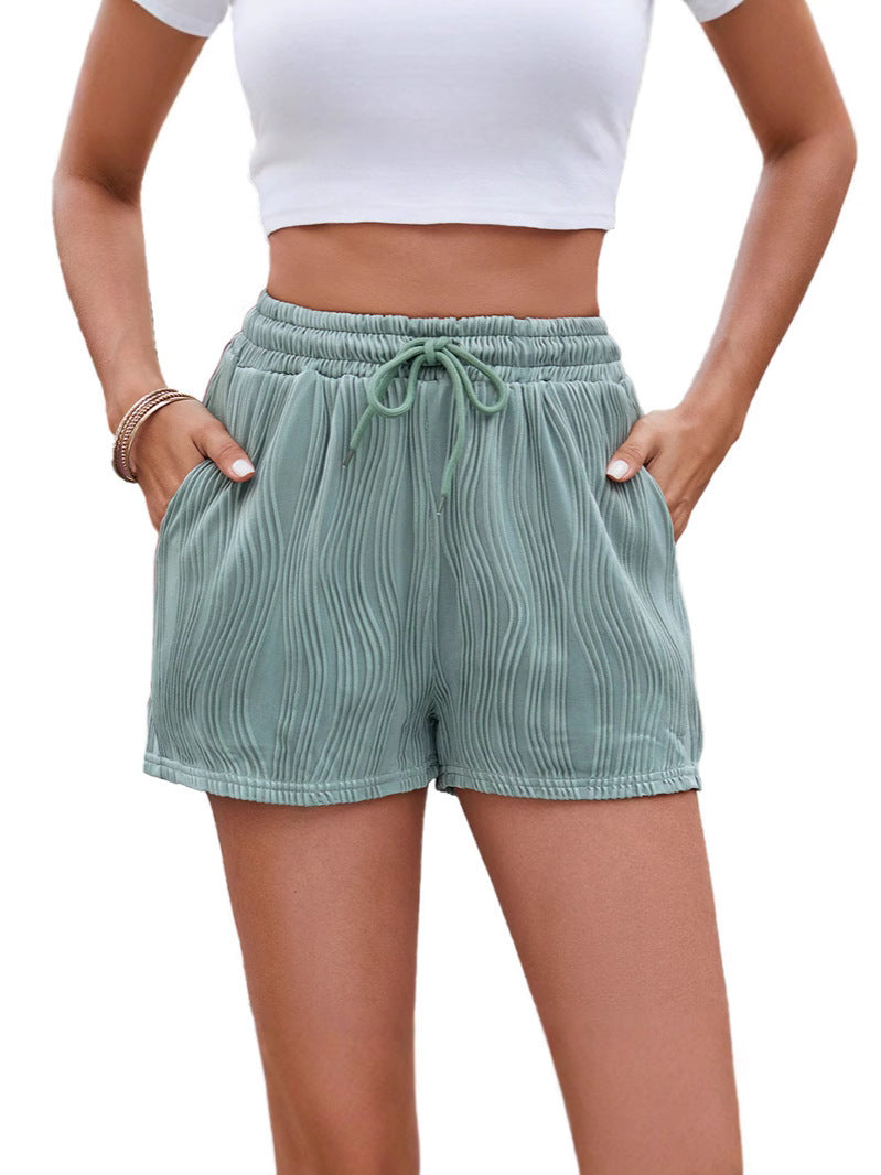 Damen Sportliche Shorts mit elastischem Bund und Raffmuster R&B