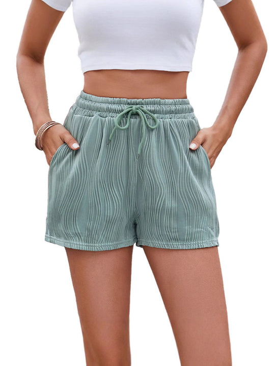 Damen Sportliche Shorts mit elastischem Bund und Raffmuster R&B
