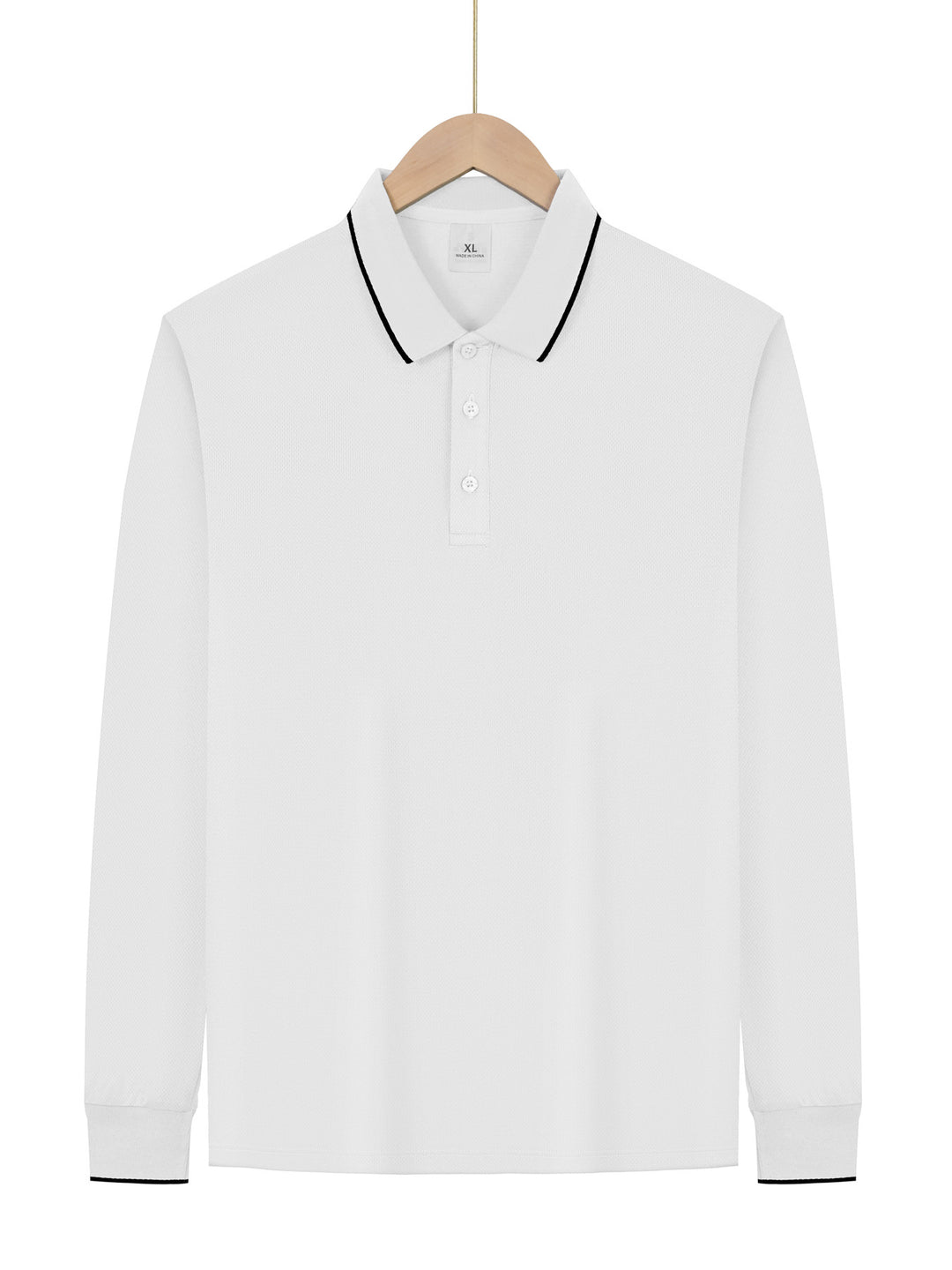 Herren nan langärmeliges Piqué-Poloshirt mit Kontrastpaspel am Kragen und Bündchen R&B