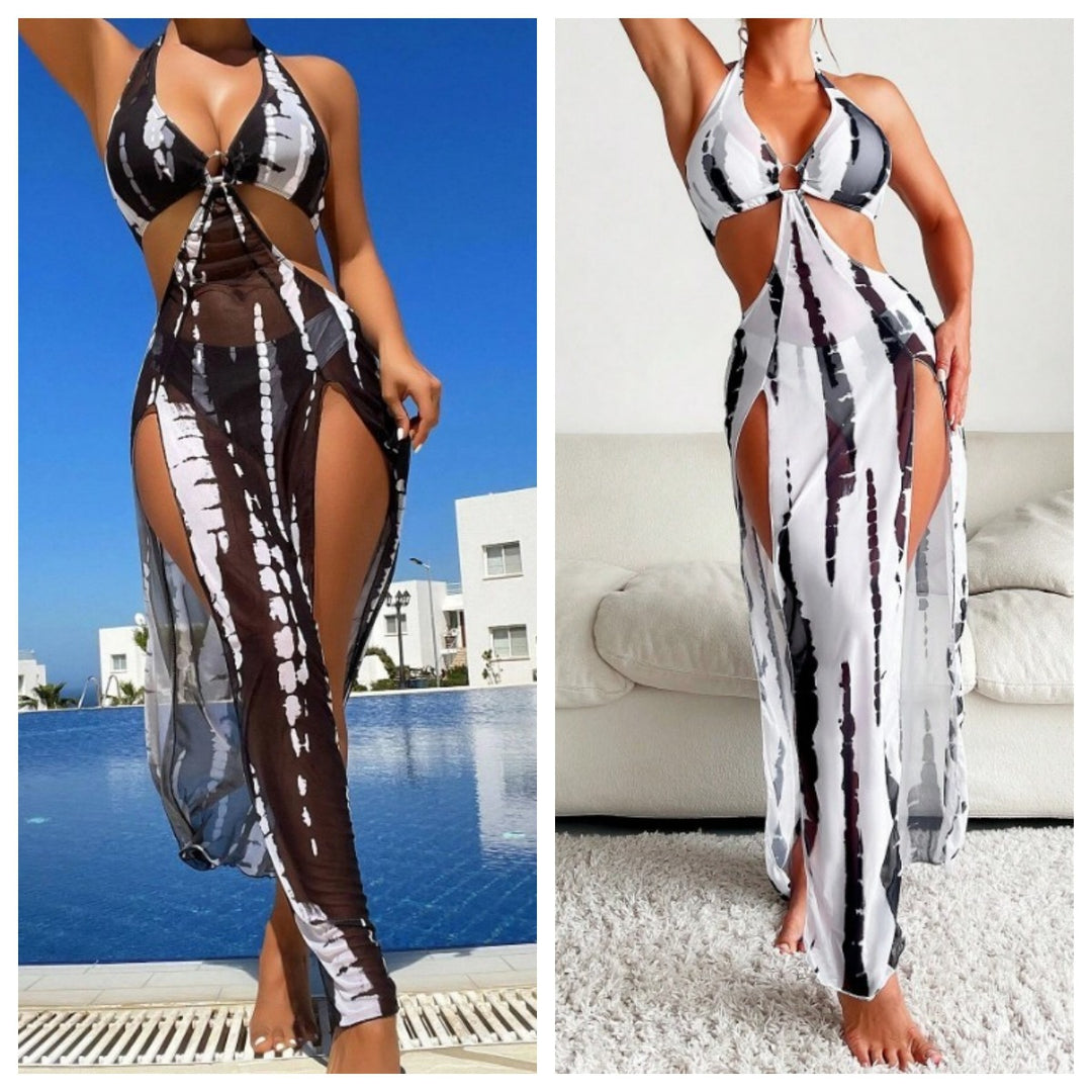 Damen Maxi-Strandkleid mit Cut-Out-Details und asymmetrischem Schnitt R&B
