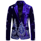 Herren eleganter Samtblazer mit opulenter Stickerei R&B