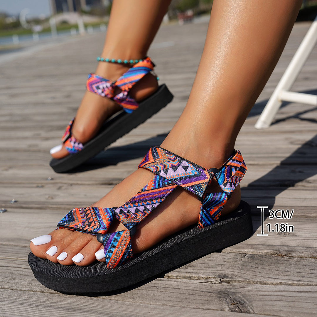 Damen Trendige und komfortable Sandalen mit buntem Riemchendesign R&B