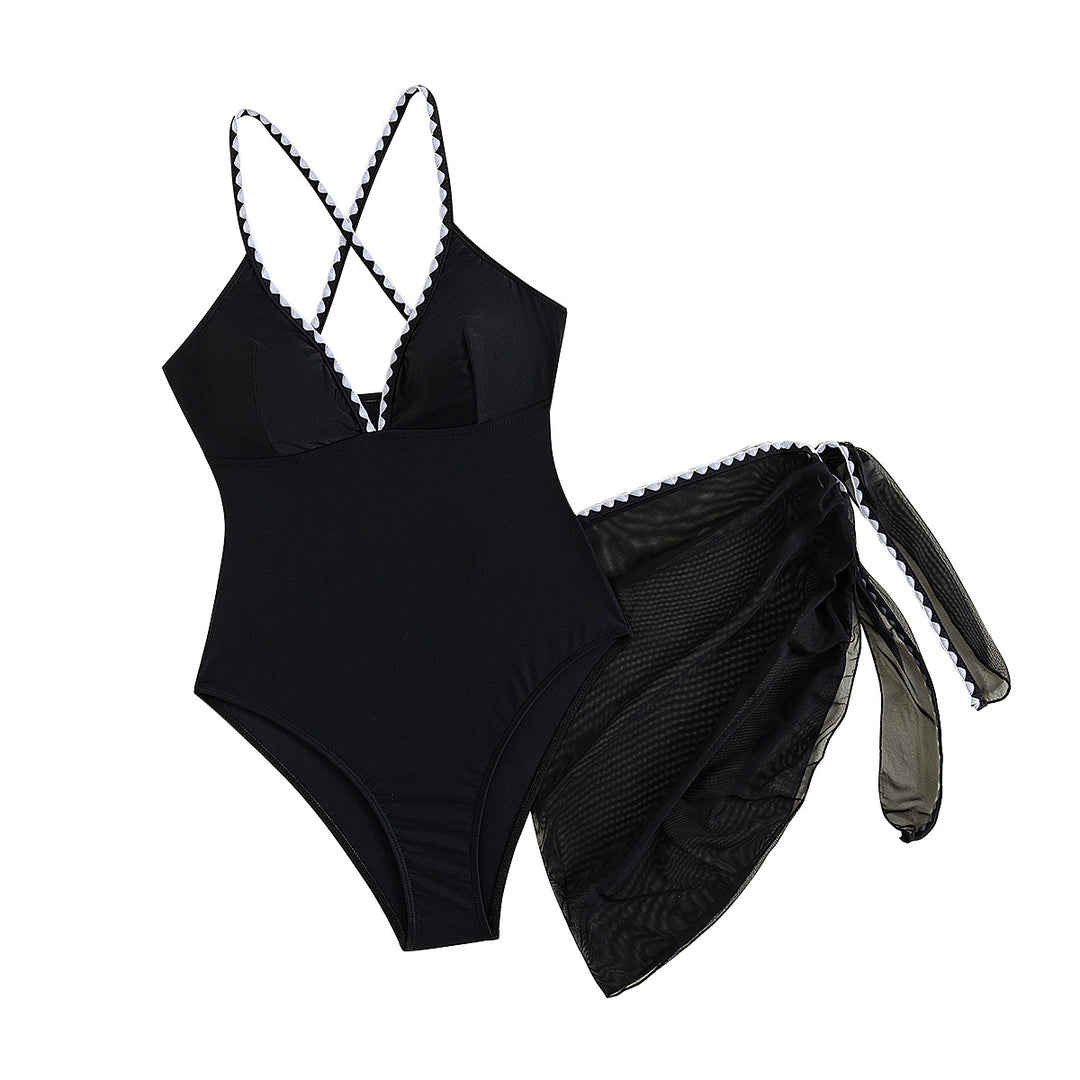 Damen Einteiliger Badeanzug mit trendigem Cut-Out und raffiniertem Überwurf R&B