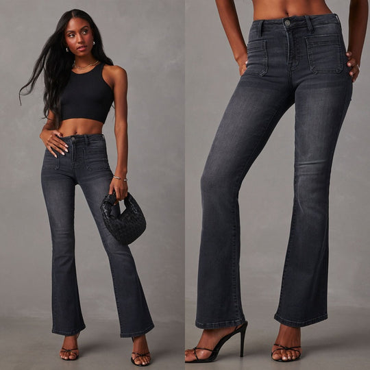 Damen Hochtaillierte Bootcut Jeans mit elegantem Schnitt und hochwertiger Denim-Qualität R&B