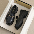 Damen Mokassin-Schuhe mit modischer Schnallenverzierung und robuster Sohle