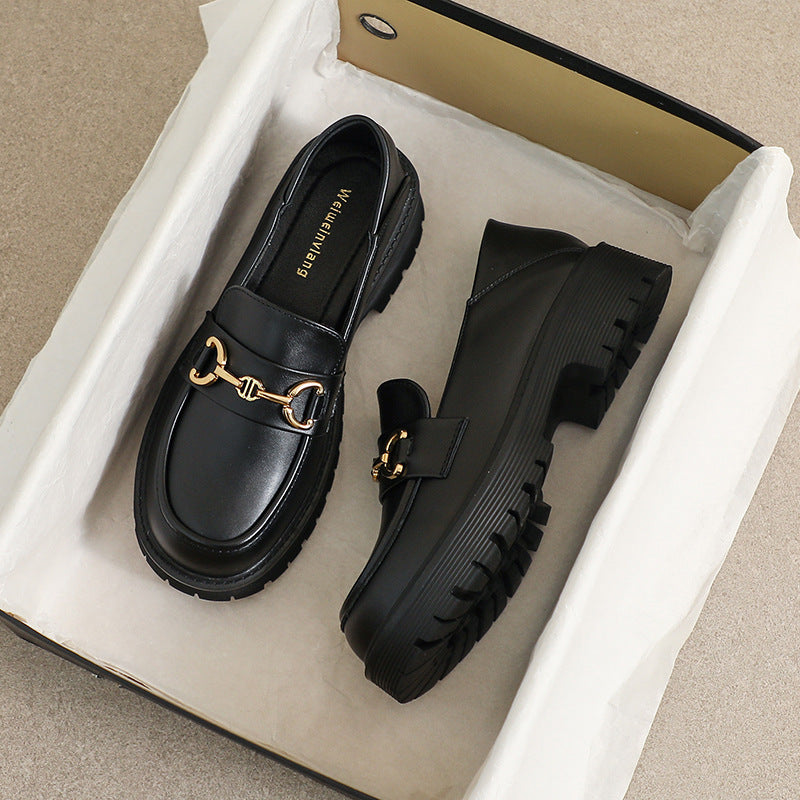 Damen Mokassin-Schuhe mit modischer Schnallenverzierung und robuster Sohle