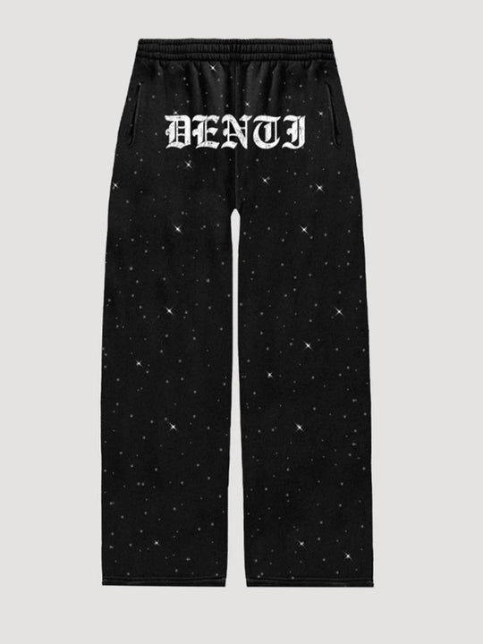 Damen nan weite Sweathose mit Sternenallover, Gothic-Logoprint, elastischem Bund und Eingrifftaschen R&B