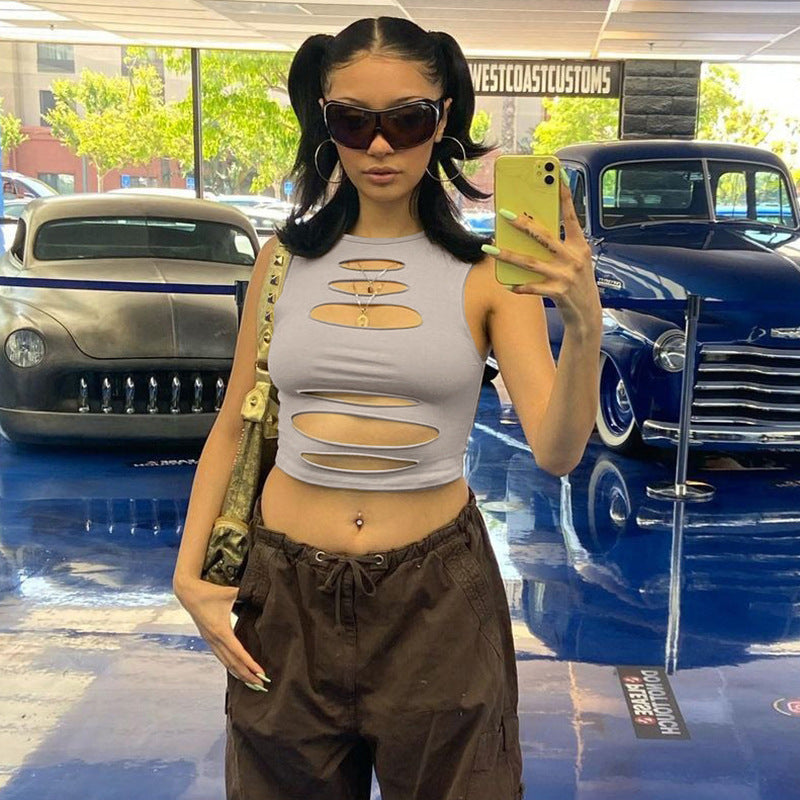 Damen Cut-Out Crop-Top R&B