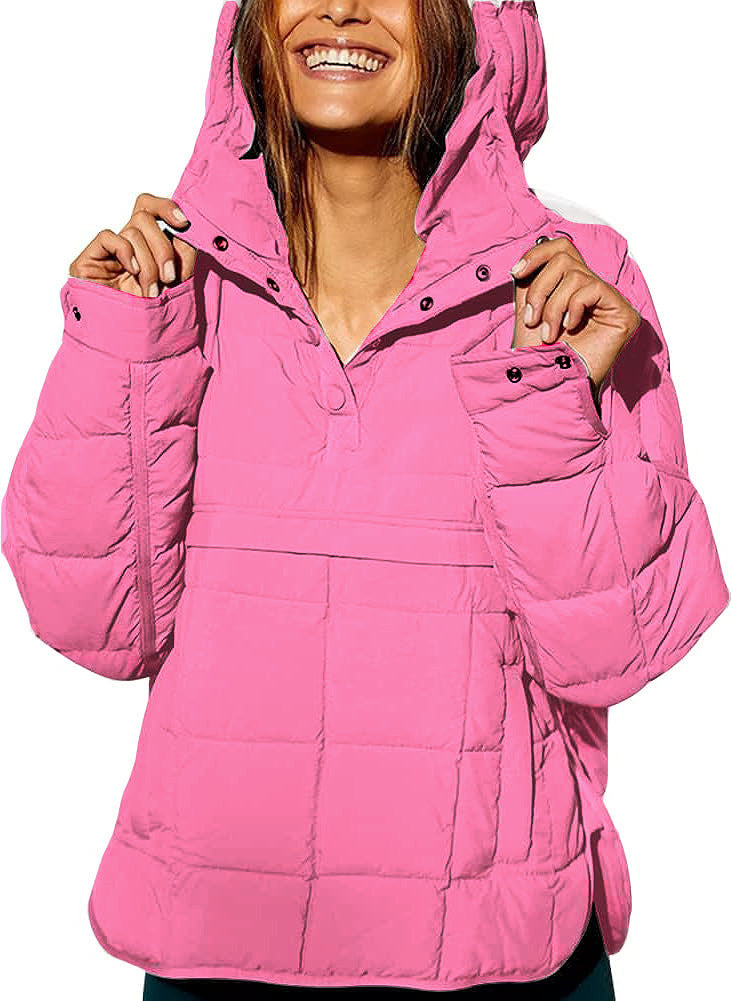 Damen lässige Steppjacke mit Kapuze und Eingrifftaschen R&B