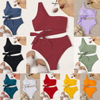 Damen Einseitiger Bikini-Set mit innovativem Wickel-Design und hohem Taillenschnitt R&B