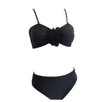 Damen Bandeau-Bikini mit dekorativer Blütenapplikation und elegantem Schnitt