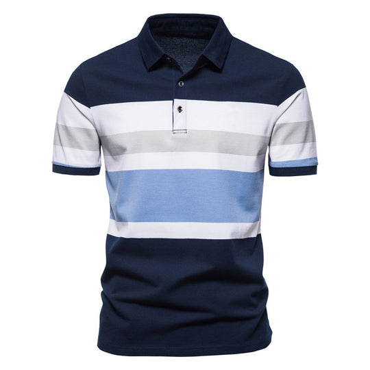 Herren Poloshirt mit modernem Streifenmuster und atmungsaktiver Baumwolle R&B