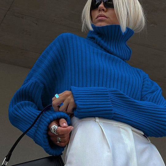 Damen Strickpullover mit hohem Kragen R&B