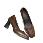 Damen elegante High Heels mit quadratischer Kappe und feinem Obermaterial