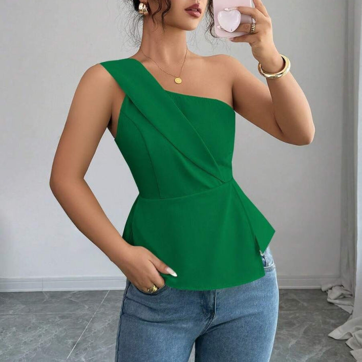 Damen Asymmetrisches Peplum-Oberteil mit Drapierung