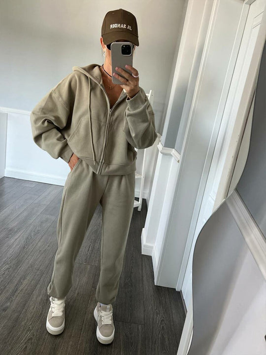 Damen sportliches Fleece-Jogginganzug-Set R&B