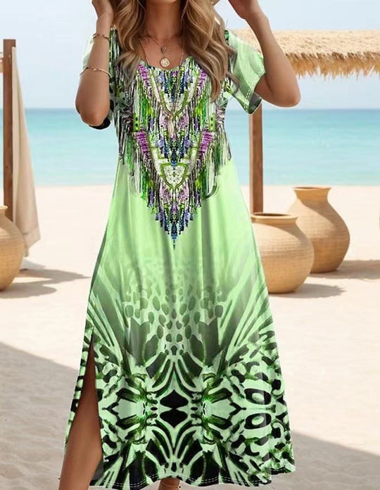 Damen Maxikleid mit auffälligem Paillettenbesatz und floralem Muster R&B