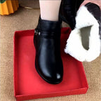 Damen modische Stiefeletten mit wärmendem Kuschelfutter und dekorativem Riemen R&B