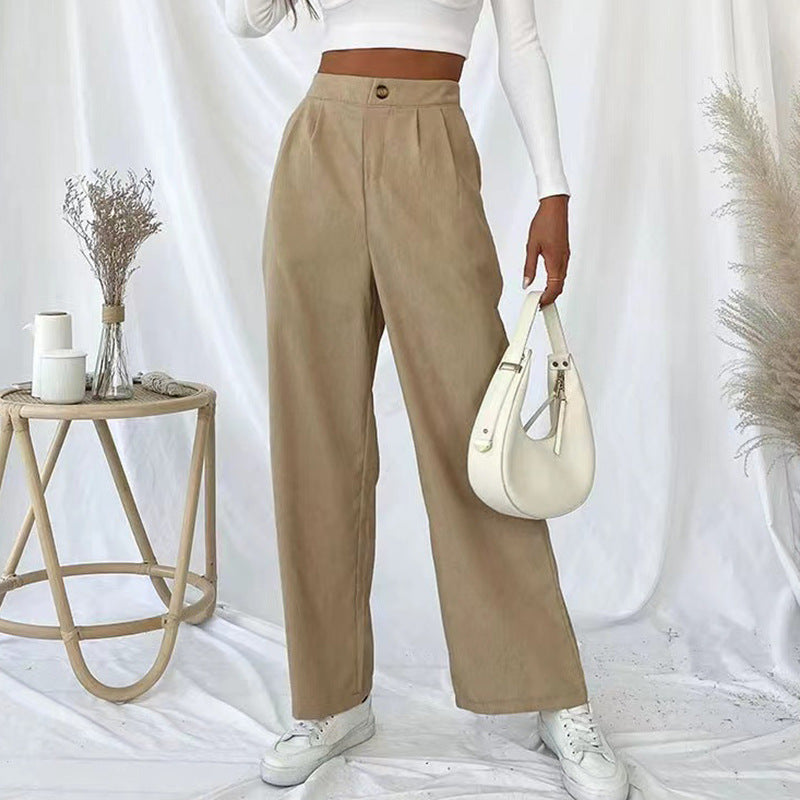 Damen Weite Hochbundhose mit Falten R&B