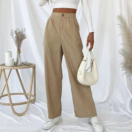 Damen Weite Hochbundhose mit Falten R&B