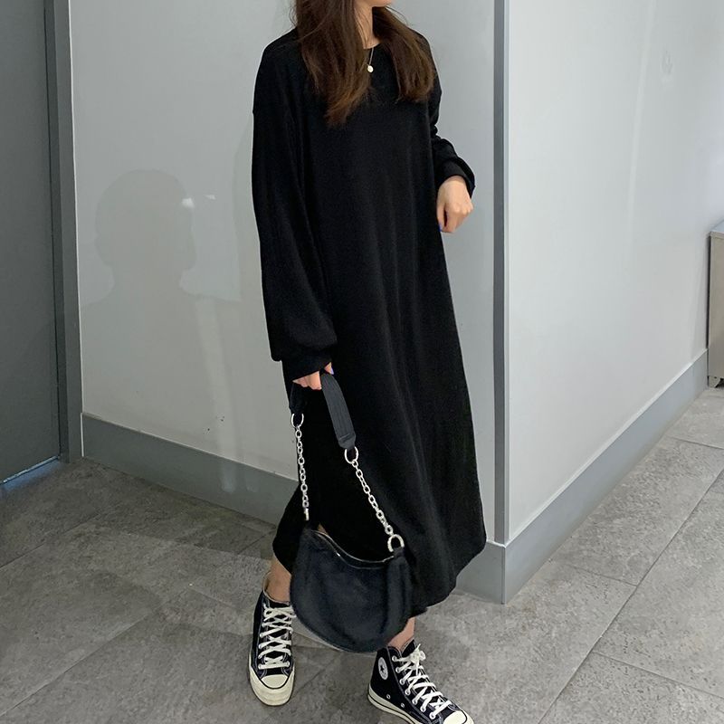 Damen Elegantes Maxikleid mit langen Ärmeln und strukturiertem Design