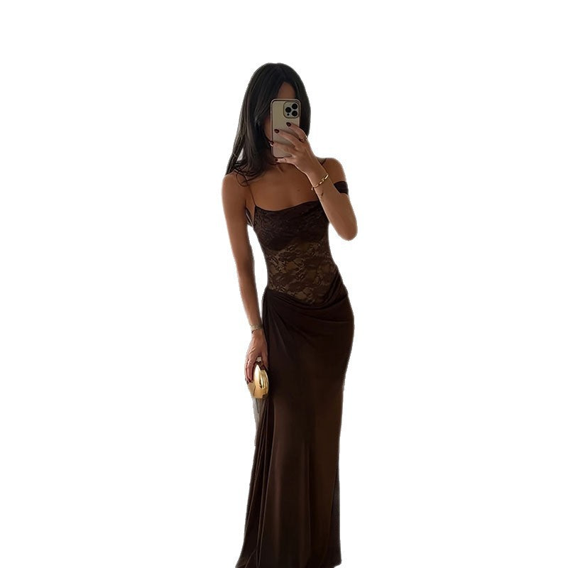 Damen Elegantes Abendkleid mit Spitze und tailliertem Schnitt R&B