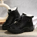 Damen modische Schnürstiefel mit warmem Fleece-Futter und rutschfester Sohle R&B