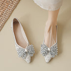 Damen Ballerinas mit funkelnden Strassapplikationen und elegantem Schleifendetail