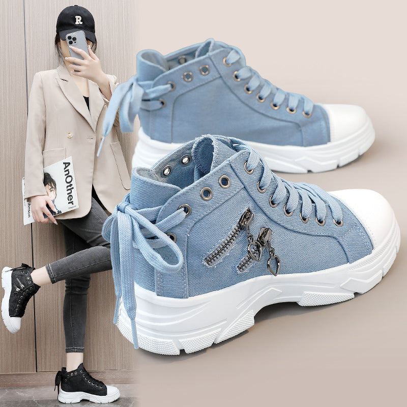 Damen modische High-Top Sneakers mit Reißverschluss und robustem Profil R&B
