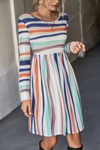 Damen Freizeitkleid mit schickem Streifenmuster und taillierter Passform R&B