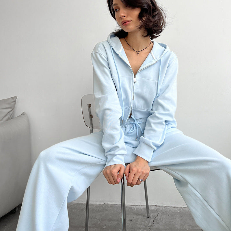 Damen Cropped Hoodie und entspannte Jogginghose Set R&B