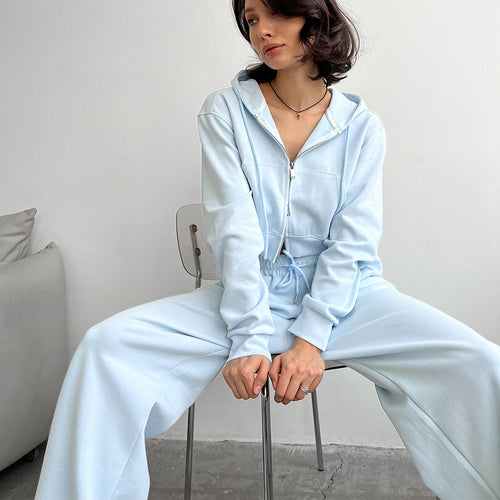 Damen Cropped Hoodie und entspannte Jogginghose Set R&B