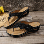 Damen Zehentrenner-Sandalen mit floralem Design und komfortablem Fußbett R&B