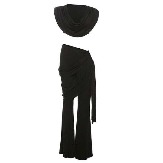 Damen Elegantes Ensemble mit fließendem Oberteil und weitem Bein R&B