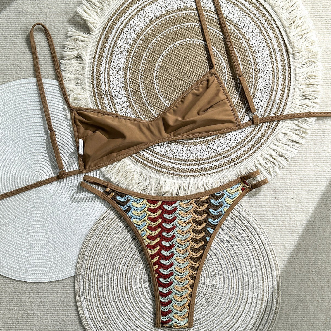 Damen Zweiteiliges Bikiniset mit geometrischem Zigzag-Muster R&B