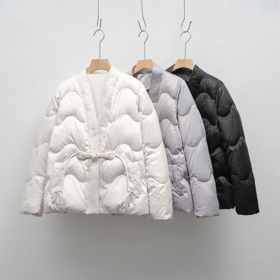 Damen Voluminöse Steppjacke mit Taillenzug und eleganter Struktur R&B