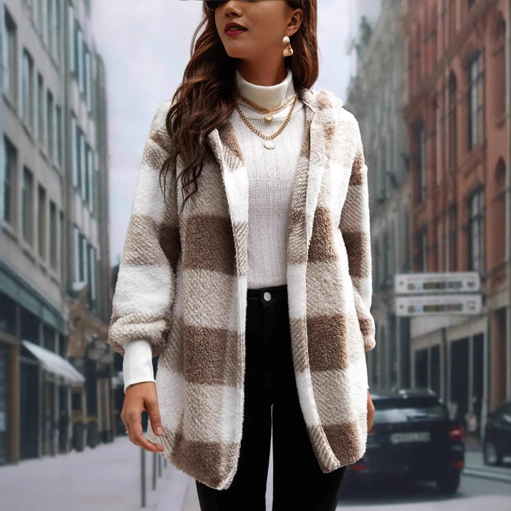 Damen Kuschelige Karojacke mit weichem Material und lässiger Passform R&B
