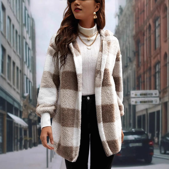 Damen Kuschelige Karojacke mit weichem Material und lässiger Passform R&B
