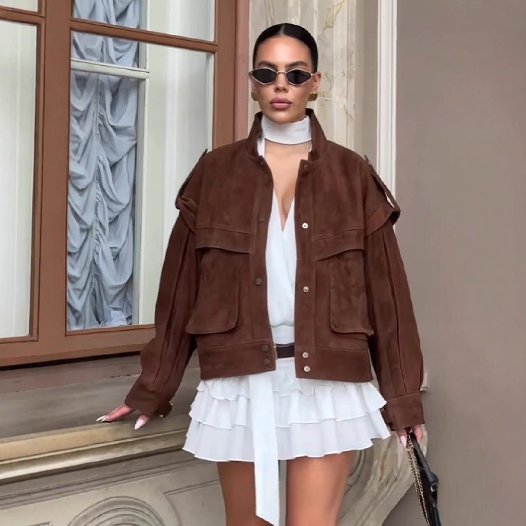 Damen Oversized Veloursjacke R&B