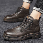 Damen Robuste Lederstiefel mit praktischem Reißverschluss und dämpfender Sohle R&B
