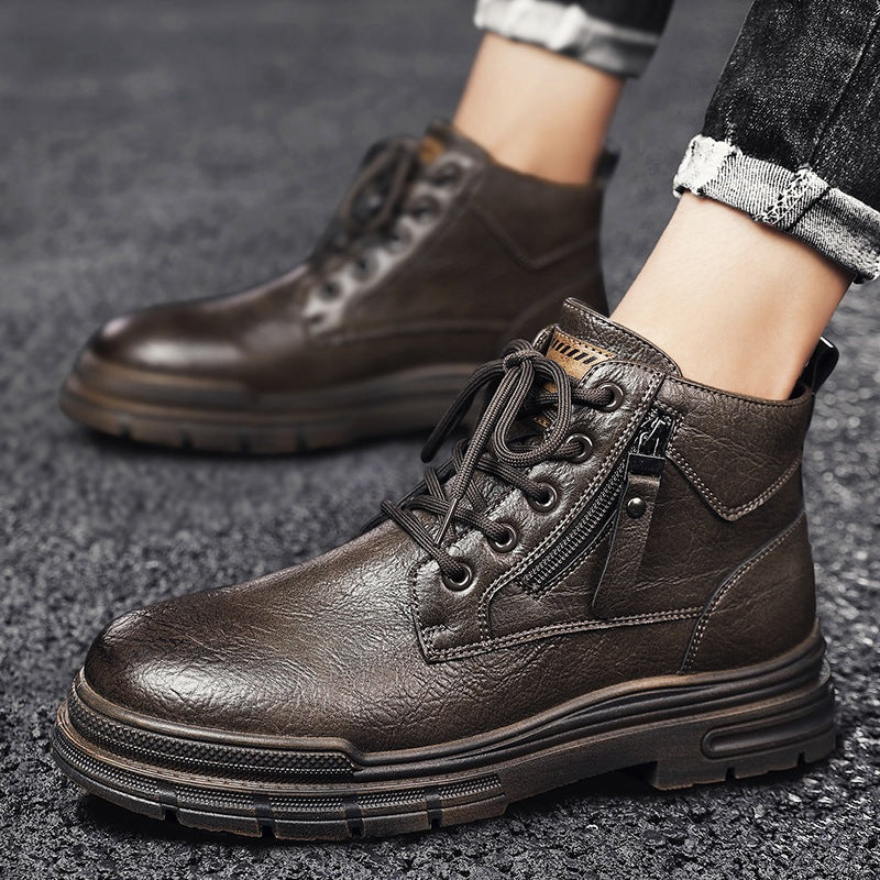 Damen Robuste Lederstiefel mit praktischem Reißverschluss und dämpfender Sohle R&B