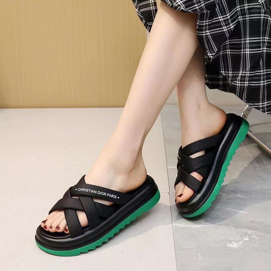 Damen Bequeme Wellness-Sandalen mit modernen Kreuz-Riemen R&B