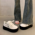 Damen modische Plateau-Sneaker mit glänzender Oberfläche und rutschfester Sohle R&B