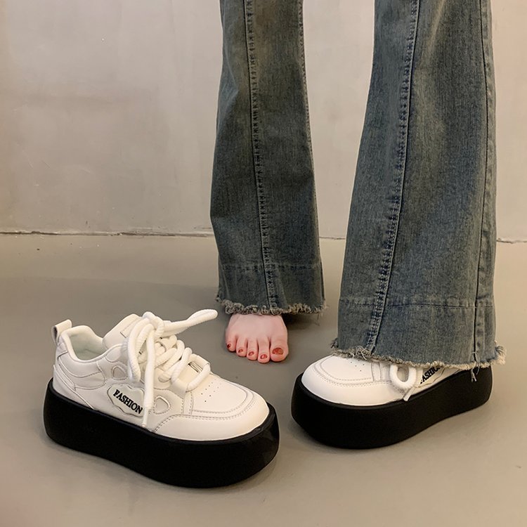 Damen modische Plateau-Sneaker mit glänzender Oberfläche und rutschfester Sohle R&B