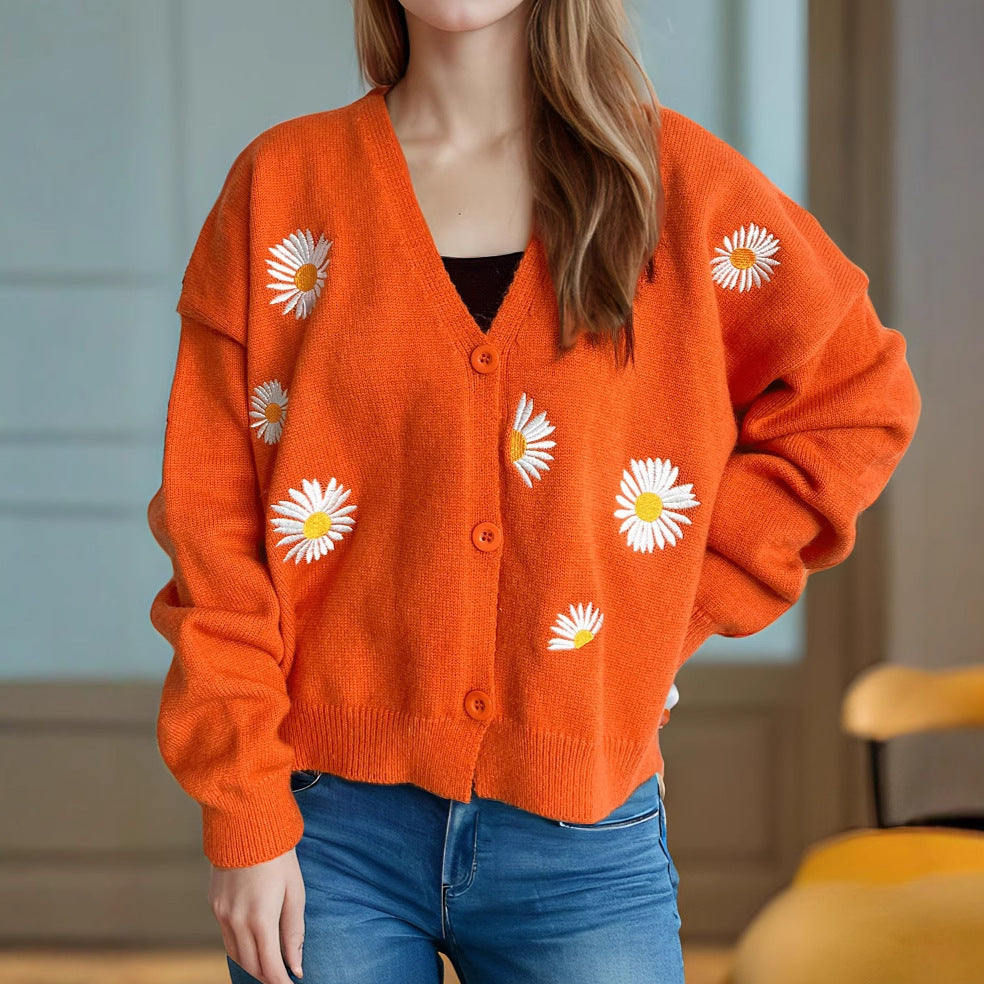 Damen Strickjacke mit floralen Applikationen R&B