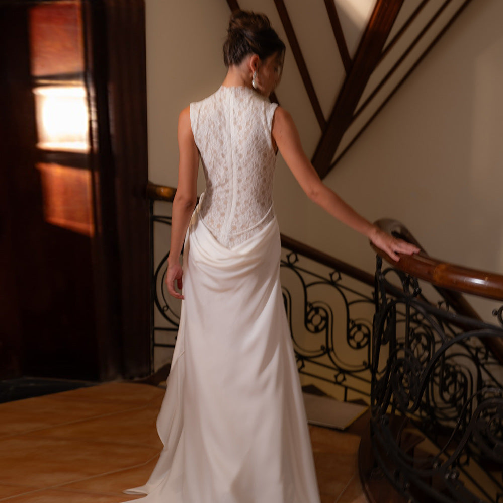 Damen Elegantes Hochzeitskleid mit Spitze und schwingendem Rock R&B