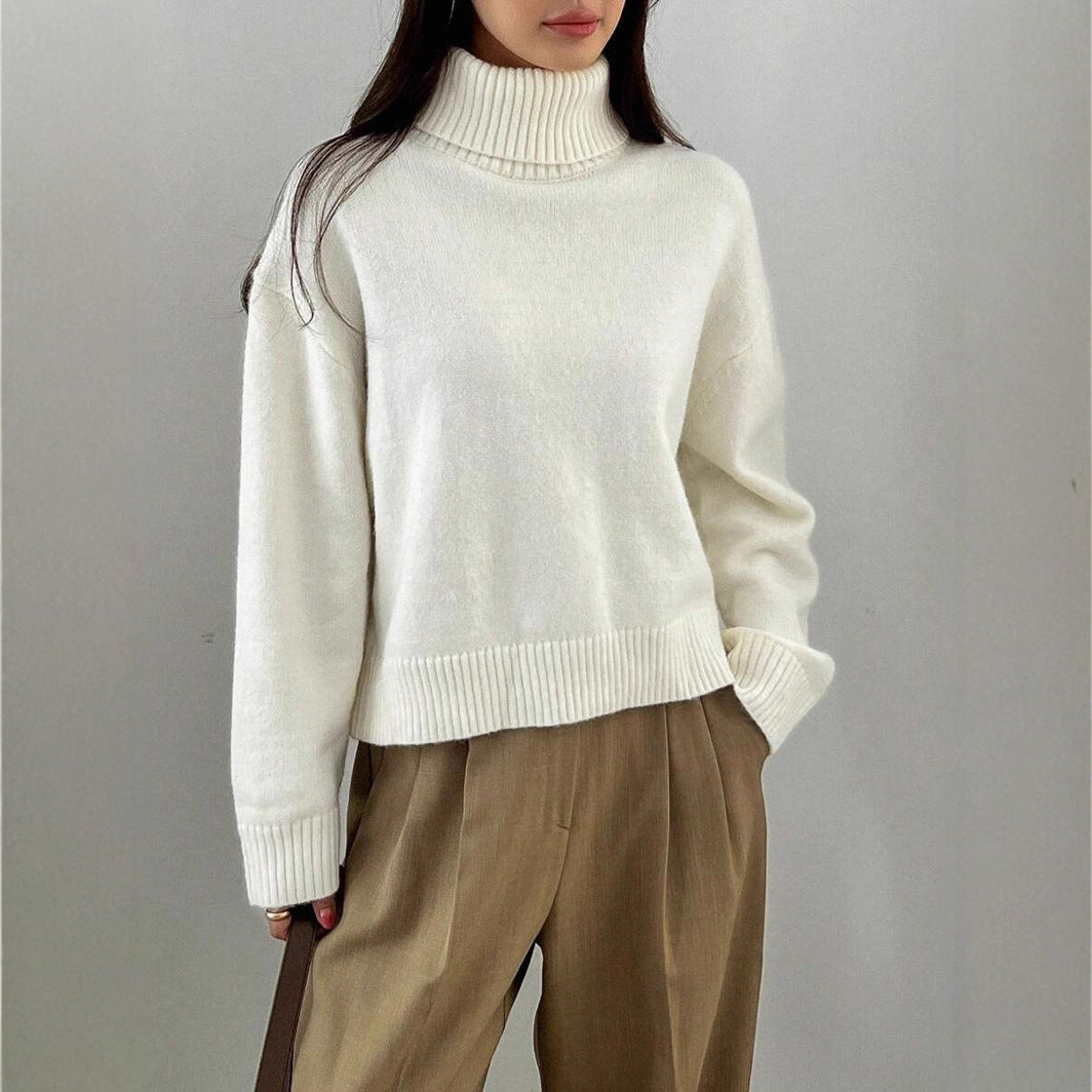 Damen oversized Rollkragenpullover aus weichem Material R&B