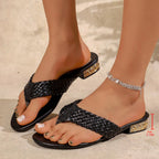 Damen Pantoletten mit geflochtenem Riemendesign und elegantem Blockabsatz R&B
